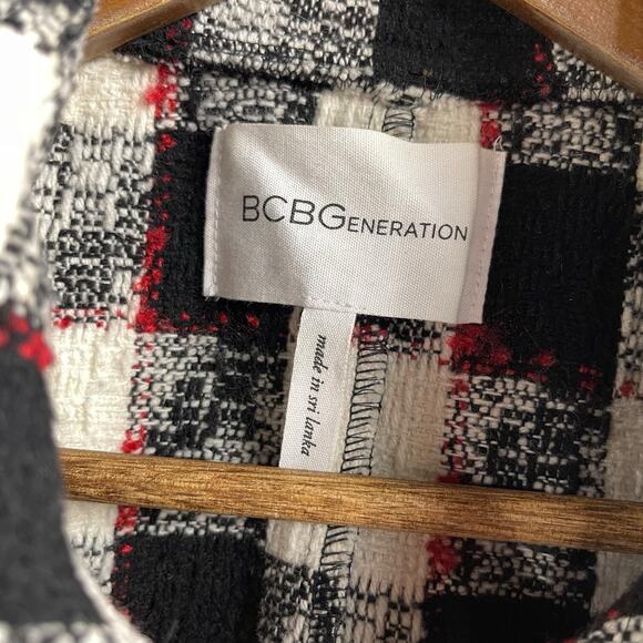 BCBGeneration Black White Red Longline Vest Small Sleeveless Jacket - Picture 3 of 9